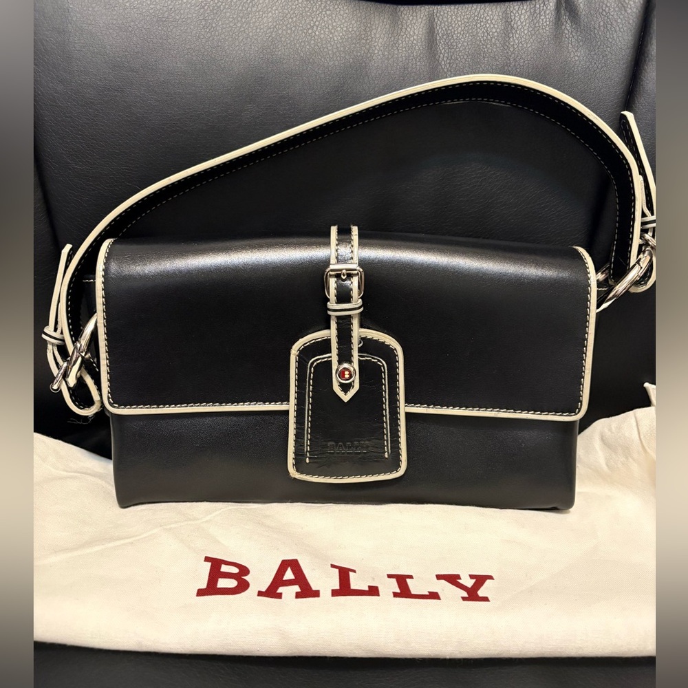Bally Black Leather Shoulder Bag vintage